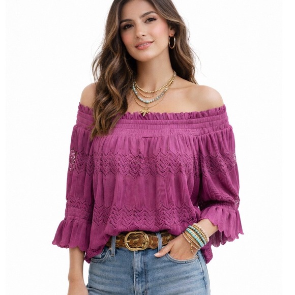 Lane Bryant Tops - Lane Bryant Purple Blouse Chic and Stylish Off Shoulder Size 14/16